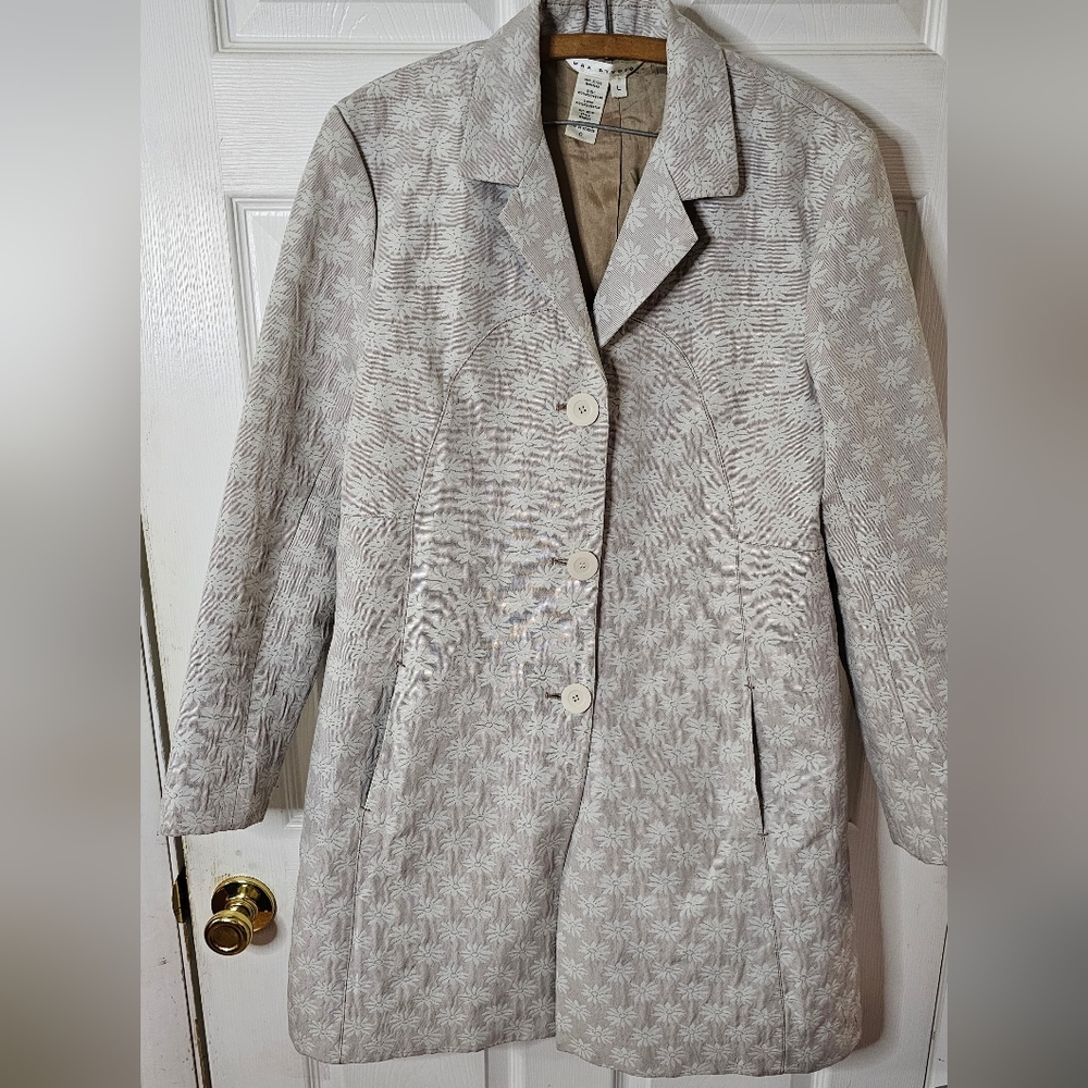 Max Studio Flax Floral Dress Jacket Size L